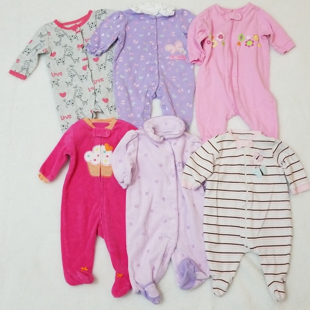 Bundle of NB - 3 Month Baby Girl Sleeper Onsies